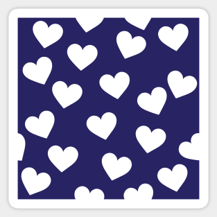 Navy blue and white hearts print Sticker